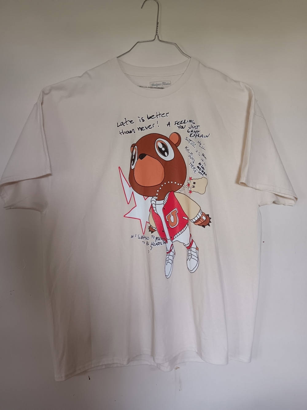 3xl Kanye West Cream Graphic Bear Short-Sleeve Tee